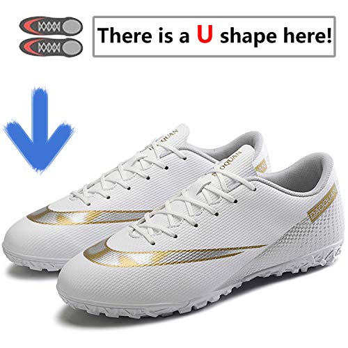 Topwolve Zapatillas de Fútbol para Hombre Profesionales Botas de Fútbol Aire Libre Atletismo Zapatos de Entrenamiento Zapatos de Fútbol,Blanco,36 EU