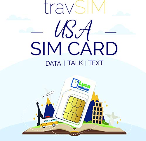 travSIM - Tarjeta SIM de USA (Tarjeta SIM de Lycamobile) Válida por 30 Días - Datos Móviles de 40GB 3G 4G LTE - Estados Unidos Tarjeta SIM Lycamobile de US (Llamadas Locales e Internacionales)
