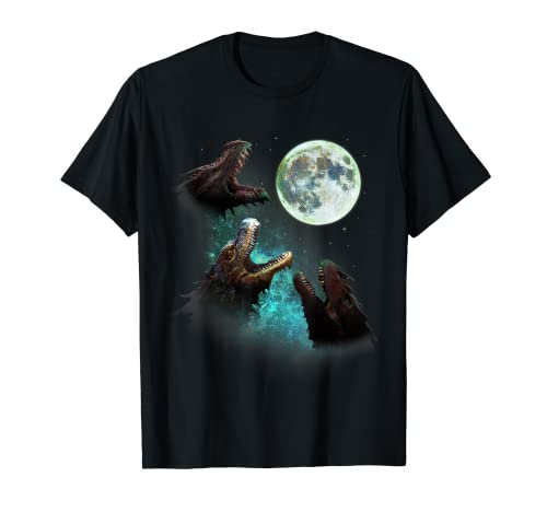 Tres Dragones Aullado En Luna 3 Lobos Lobos Divertido Parodia Camiseta