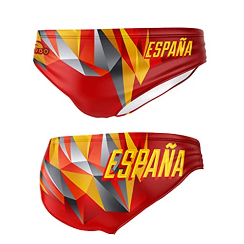 Turbo - Bañador Slip Swimsuit Waterpolo ESPAÑA Rays de Waterpolo Competicion Natación y Triatlón Patrón de Ajuste cómodo