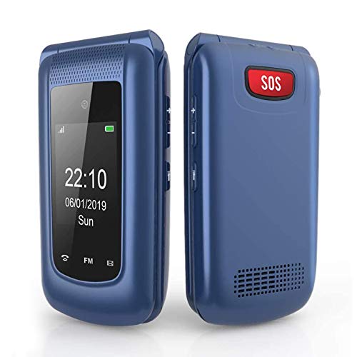 Uleway gsm Teléfono Móvil Simple para Ancianos con Teclas Grandes, SOS Botones, ácil de Usar telefonos basicos para Mayores (Azul, Sin Estación de Carga)