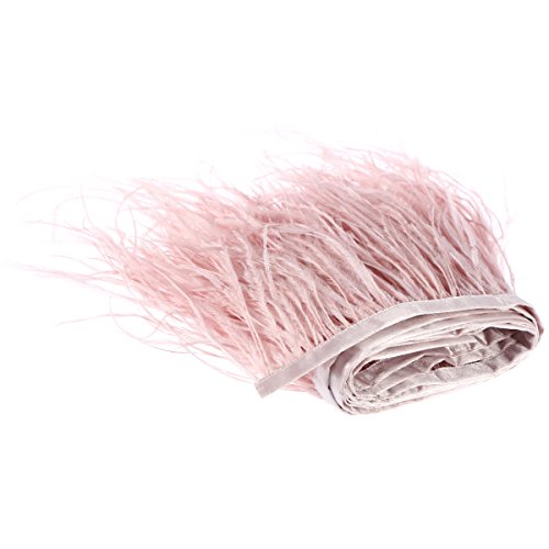 Ultnice - Fleco de pluma artificial con cinta de raso para vestidos, disfraces y manualidades, 2 m, color rosa