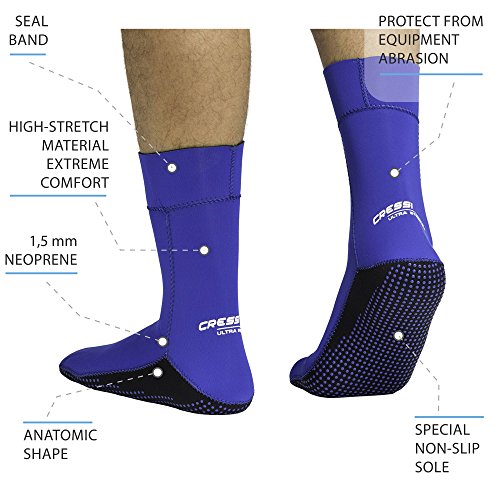 Ultra Stretch Neoprene Socks 1.5mm - Escarpines Neopreno Ultrastretch, Unisex-Adult Gris , L