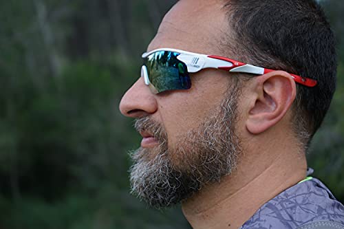 ULTRANNER - Gafas Ligeras | Gafas de Sol Deporte Polarizadas con Protección UV - Gafas Trail Running Antideslizantes de Policarbonato -Gafas de Sol Resistentes al Sudor - Color Rojo