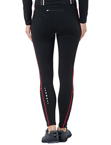 Ultrasport Quick Dry Thermo-Dynamic Pantalones Largos, Mujer, Negro/Rojo, X-Small