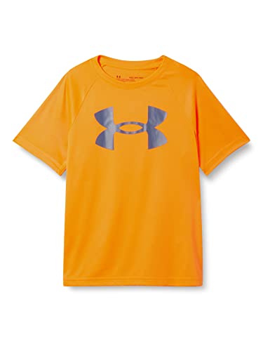 Under Armour Boys' Tech Big Logo Short Sleeve T-Shirt , Blaze Orange (826)/Beta , Youth Small