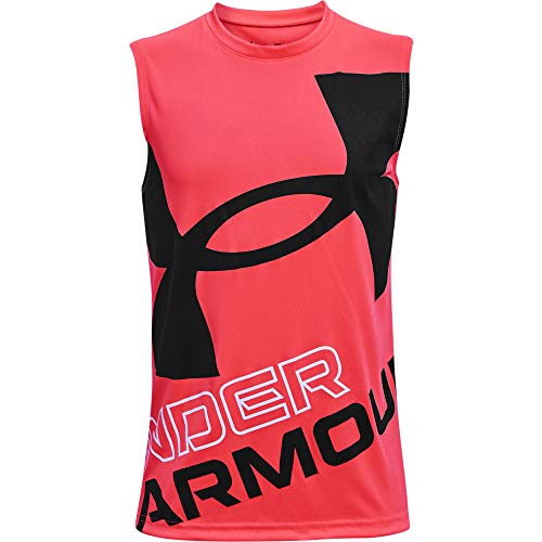 Under Armour Boys' Tech Exploded Logo Sleeveless T-Shirt , Beta (628)/Black , Youth X-Large