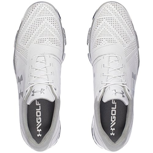 Under Armour UA Tempo Tour Golf Shoes (11.5, White/Metallic Silver) (11.5, White/Metallic Silver)