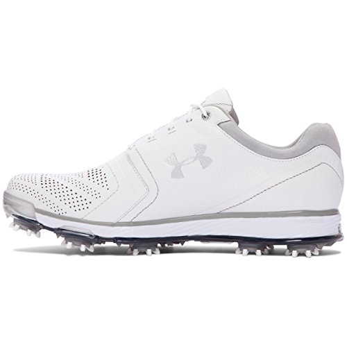 Under Armour UA Tempo Tour Golf Shoes (11.5, White/Metallic Silver) (11.5, White/Metallic Silver)