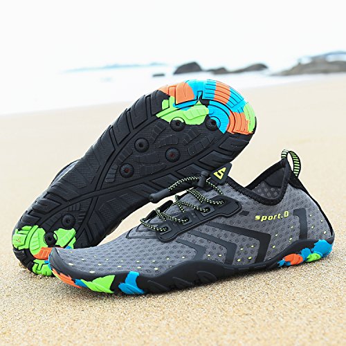 Unisex Zapatos de Agua Deportes Acuáticos Calzado de Natación Escarpines Hombre Mujer para Buceo Snorkel Surf Piscina Playa Vela Mar Río Aqua Cycling, Gris 40