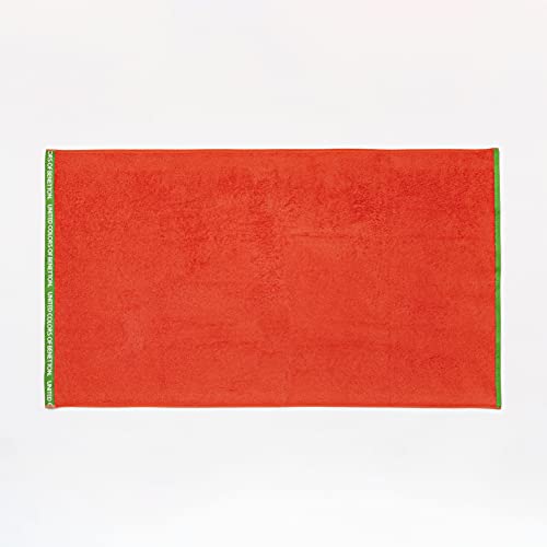 UNITED COLORS OF BENETTON- Toalla de Playa 90 x 160 cm, Rizo de 100% Algodón, Compacta, Ligera, Suave y de Secado Rápido, Apta para Lavadora, Rojo