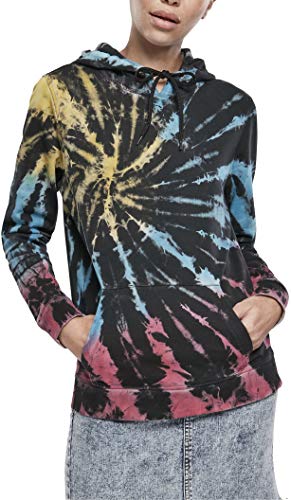 Urban Classics Ladies Tie Dye Hoody Sudadera con Capucha, Negro, XS para Mujer