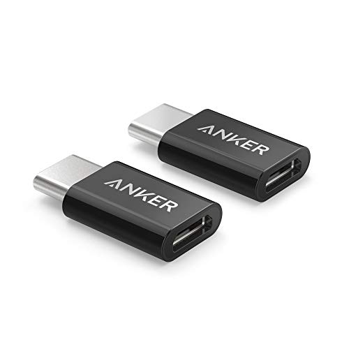 USB C Adapter, Anker [2 in 1 Pack] USB C (male) to Micro USB Adapter (female), Converts USB Type C input to Micro USB, Uses 56K Resistor, Works with Samsung S8, MacBook, ChromeBook Pixel, Nexus 5X, Nexus 6P, Nokia N1, OnePlus 2 and More