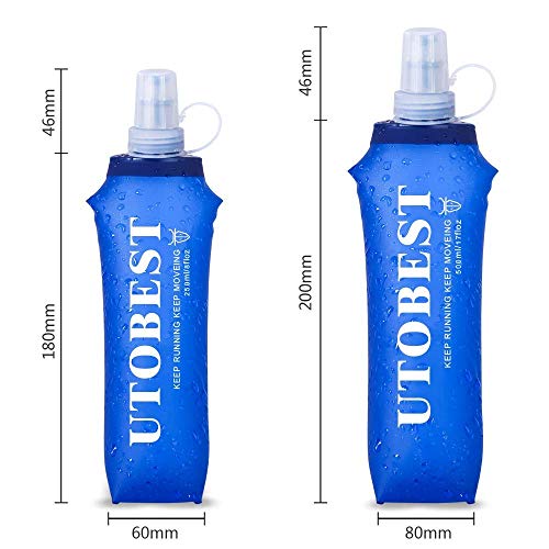 UTOBEST Soft Flask TPU Botella Hidratacion Running Trail Botella de Agua Flexible (500ml-2 Piezas)