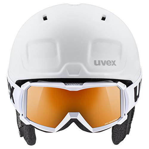 uvex heyya Pro Set Casco y Gafas de esquí, Unisex-Youth, Blanco-Negro, 51-55 cm