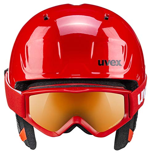 uvex heyya Set Casco y Gafas de esquí, Unisex-Youth, Rojo-Negro, 46-50 cm