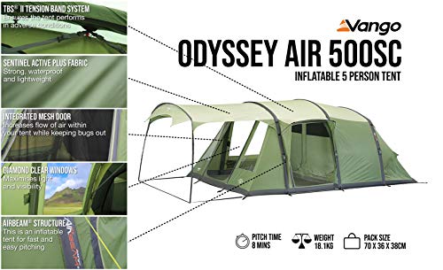 Vango Airbeam Odyssey Air Inflatable Tent, Unisex Adulto, Epsom Green