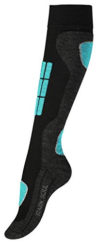 VCA - 2 pares de calcetines funcionales de esquí para mujer, calcetines de esquí con acolchado especial, Otoño-Invierno, Mujer, color Rosa / Turquoise., tamaño 35-38
