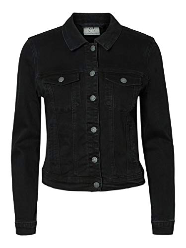 Vero Moda Vmhot SOYA LS Denim Jacket Mix Noos Chaqueta, Negro (Black Black), 40 (Talla del Fabricante: Medium) para Mujer