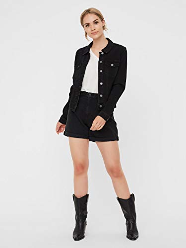 Vero Moda Vmhot SOYA LS Denim Jacket Mix Noos Chaqueta, Negro (Black Black), 40 (Talla del Fabricante: Medium) para Mujer