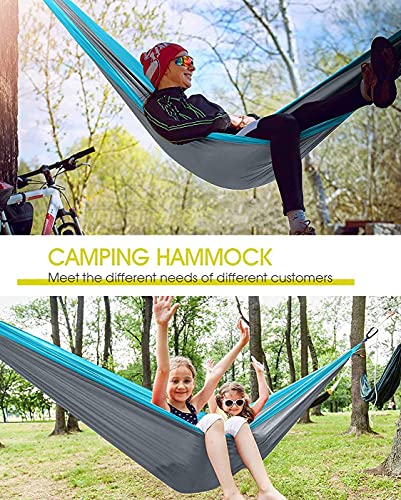 Viaje y Camping Hamaca, Mosquitero Hamaca Ultra Ligera para Viaje y Camping Nylon Portátil Paracaídas Secado Rápido para Excursión Jardín 110"(L) x 59"(W) (Blue/Sky Blue)