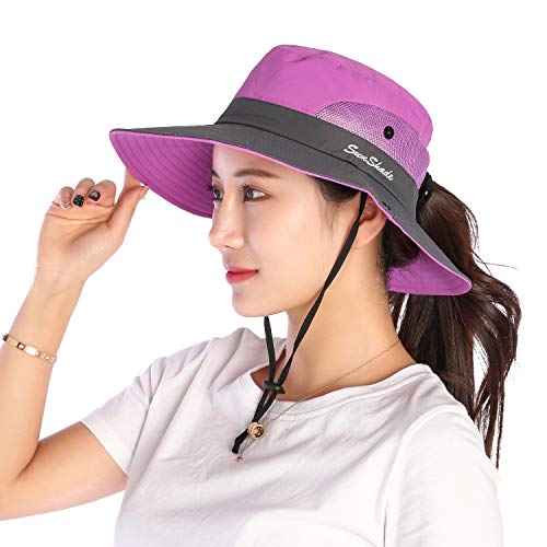 VICSPORT Sombrero de Sol para Mujer Gorro de ala Ancha de Malla Sombreros de Pesca al Aire Libre Protección UV