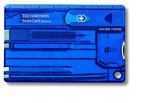 Victorinox SwissCard Quattro Zafiro Unisex 07222T2 - Herramienta de bolsillo, transparente, estándar, color azul