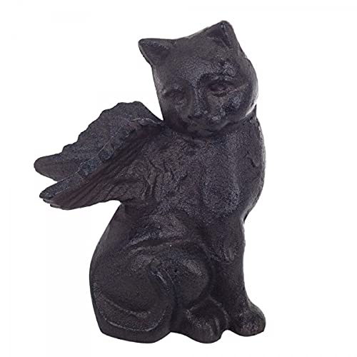 Vidal Regalos Figura Decorativa Gato con Alas Angel Hierro Negro 14 cm