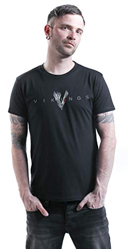 Vikings Welcome To Valhalla Hombre Camiseta Negro 3XL, 100% algodón, Regular