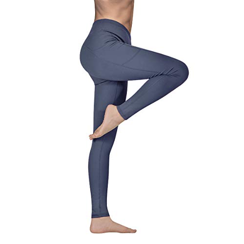 Vimbloom Pantalón Deportivo de Mujer Cintura Alta Leggings Mallas para Running Training Fitness Estiramiento Yoga y Pilates VI263(Grey, L)