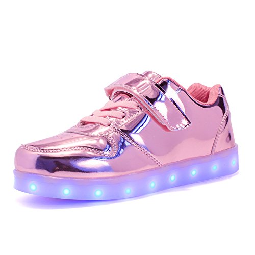 Voovix Kids Low-Top Led Light Up Shoes con Control Remoto Zapatos con Luces para niños y niñas(Rosa01,EU33/CN33)