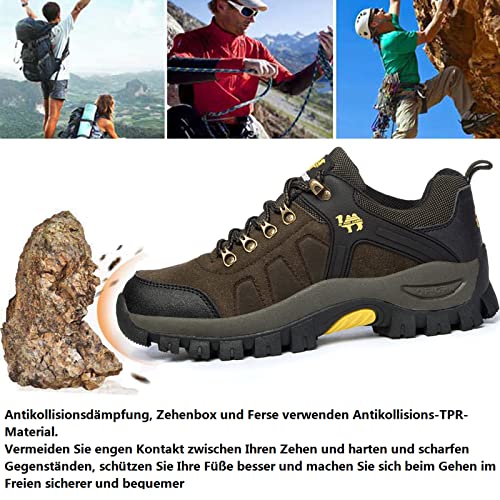 VTASQ Zapatillas Senderismo Hombre Impermeables Zapatillas Trekking Mujer al Aire Libre Botas Montaña Antideslizante Calzado Senderismo Verde 42 EU
