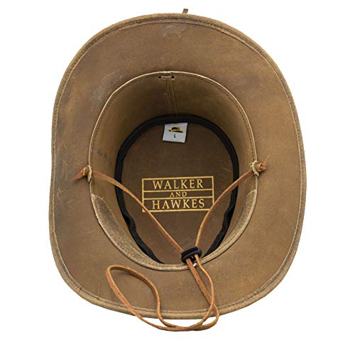 Walker and Hawkes - Leather Cowhide Outback Explorer Antique Hat - Light Brown - XX-Large (61cm)