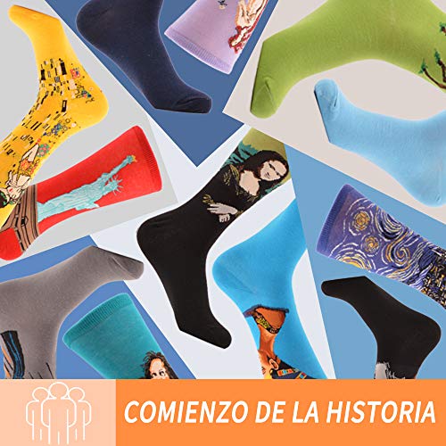 WeciBor Calcetines Hasta La Pantorrilla Para Hombre Estampados Hombres Ocasionales Calcetines Divertidos Impresos de Algodón de Pintura Famosa de Arte Calcetines de Colores de moda