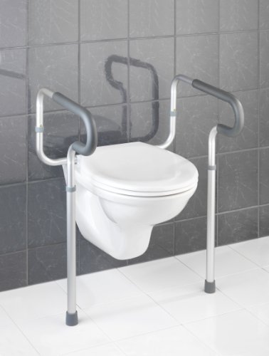WENKO Barra de seguridad para el WC Secura, 5 posiciones ajustable, pies de goma antideslizantes, fácil montaje, 55.5 x 71-81.5 x 48 cm, acero inoxidable