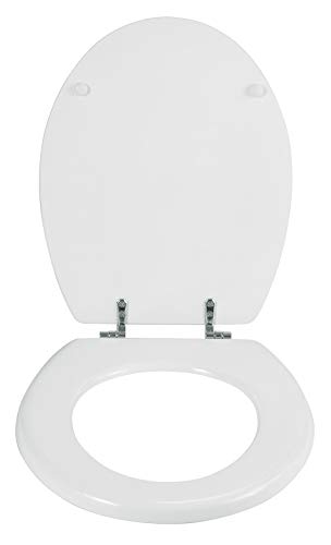 WENKO Tapa de WC Bali - sujeción de acero inox, MDF, 35 x 42 cm, Blanco