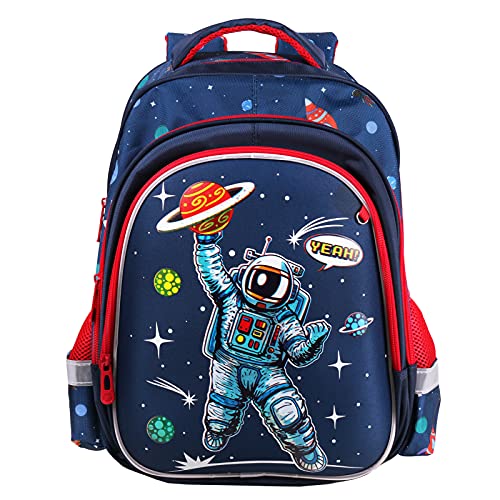 Wenlia Mochila para niños, mochila para estudiantes con bolsillos laterales, impermeable, dinosaurio, casual, mochila de viaje, astronauta, regalo para niños, regreso a la escuela