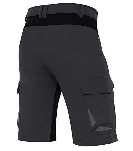 Wespornow Pantalones Cortos de Senderismo para Hombre con 6 Bolsillos al Aire Libre-Secado Rápido-Trekking-Senderismo-Bicicleta Cargo-Bermudas-Pantalones-Verano-Funcional (Negro, XL)