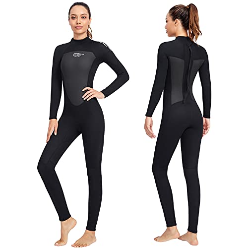 Wetsuits Traje de Neopreno 3 mm AONYIYI Ultra Elástico Atrás Cremallera Cálido Traje de Buceo Completo Mujeres para Hacer Snorkel Buceo Natación Surf
