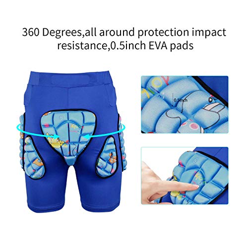 WILDKEN Pantalones Cortos de Protección para Niños Infantil Hip Equipo Acolchados de Protección para Cadera para Esquiar Skate Ski Snowboard (Azul, L)