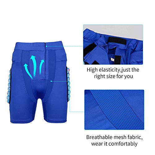 WILDKEN Pantalones Cortos de Protección para Niños Infantil Hip Equipo Acolchados de Protección para Cadera para Esquiar Skate Ski Snowboard (Azul, L)