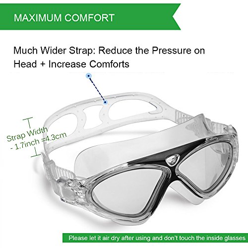 Winline Gafas de Natación Profesional Anti Niebla Hermético Ajustable Gafas de Natación para Adultos para Hombres Y Mujeres (Black/Clear Lens)