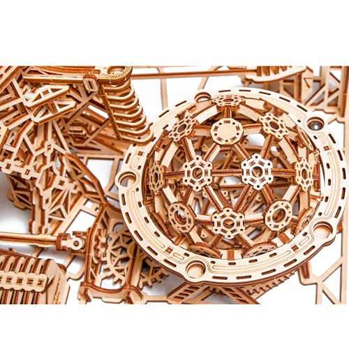 Wood Trick Galaxy Marble Run 3D Wooden Puzzles for Adults and Kids to Build - 15x12.6 - Electric Driven - Roller Coaster Wooden Model Kits for Adults and Teens to Build