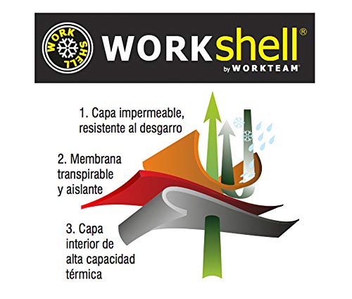 Work Team Chaqueta Softshell combinada con Membrana Interior Transpirable y Aislante e Interior de Alta Capacidad termica. Hombre Verde Kaki+Negro L