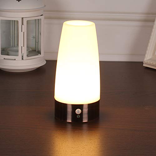 WRalwaysLX Luz de noche LED retro para el hogar, lámpara pequeña con sensor de movimiento LED PIR inalámbrico para interiores/exteriores, lámpara con pilas para dormitorio, pasillo, cocina