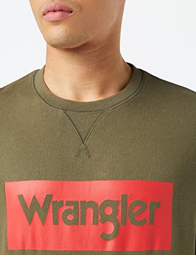 Wrangler Logo Crew Sweat Sudadera, Color Verde, XXL Grande para Hombre