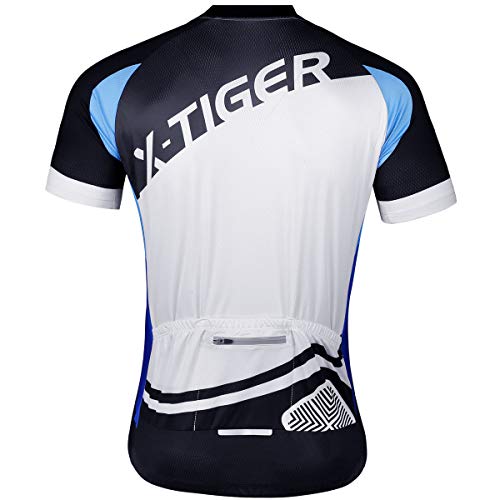 X-TIGER Camisetas de Ciclismo para Hombre, Camiseta Corta, Top de Ciclismo, Jerseys de Ciclismo, Ropa de Ciclismo, Mountain Bike/MTB Shirt (M, Negro/Blanco)