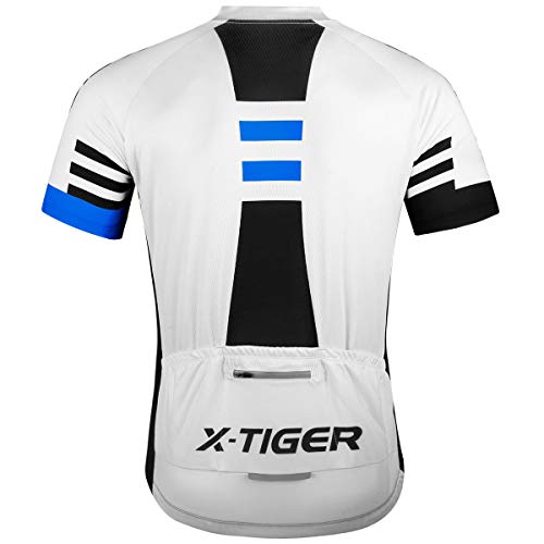 X-TIGER Camisetas de Ciclismo para Hombre,Camiseta Corta,Top de Ciclismo,Jerseys de Ciclismo, Ropa de Ciclismo, Mountain Bike/MTB Shirt, Transpirable y Que Absorbe El Sudor, Secado Rápido (M,Azul