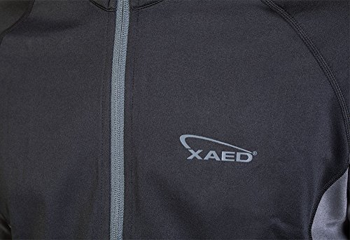 XAED - Chaqueta para correr de manga larga para hombre (grande, negro/gris)