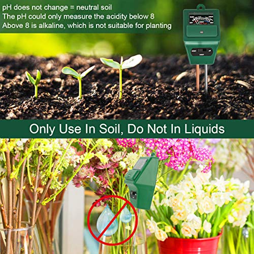 XDDIAS Medidor de Suelos, medidor de Humedad de Plantas 3/1 / medidor de acidez de luz/pH, higrómetro de Monitor de Agua de Suelo